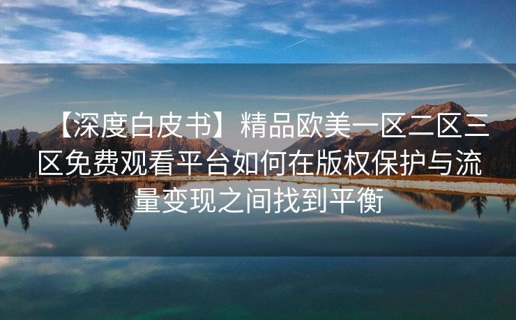 【深度白皮书】精品欧美一区二区三区免费观看平台如何在版权保护与流量变现之间找到平衡