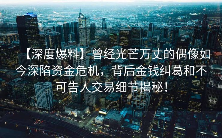 【深度爆料】曾经光芒万丈的偶像如今深陷资金危机，背后金钱纠葛和不可告人交易细节揭秘！